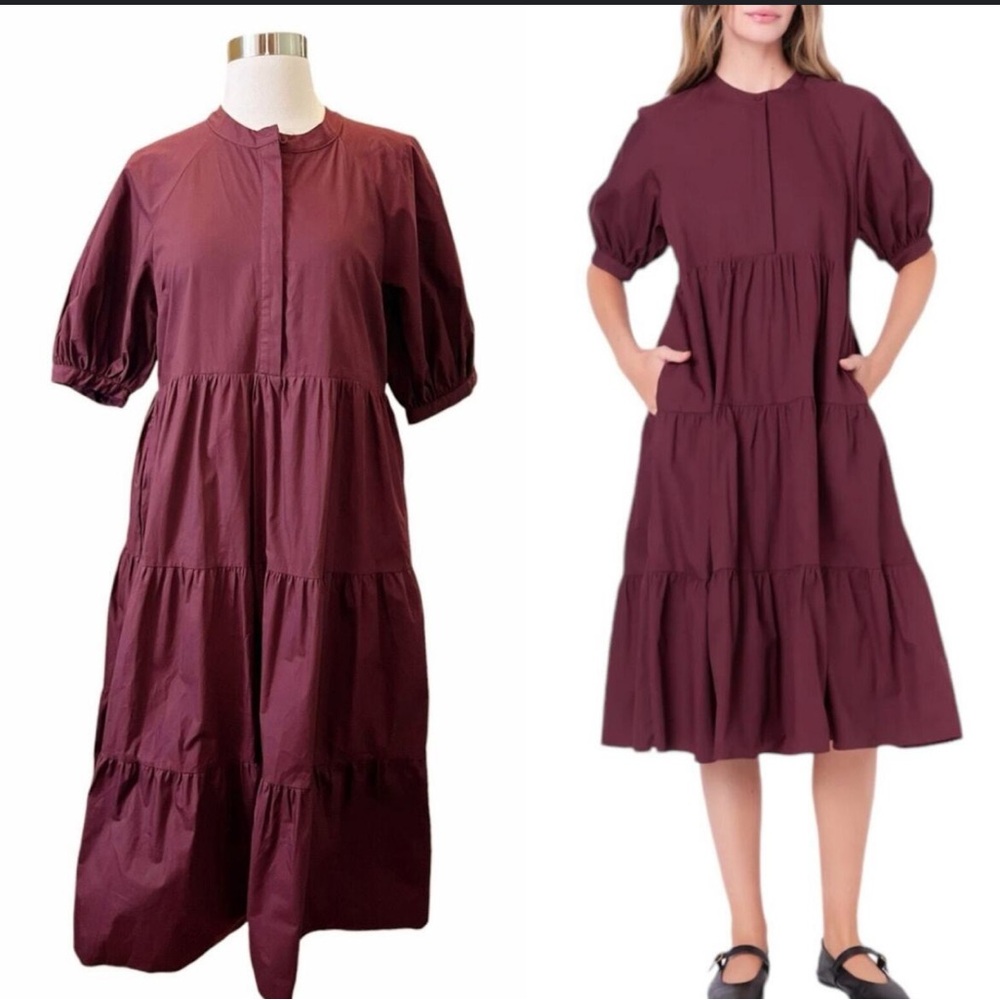 English Factory Burgundy Maxi Dress